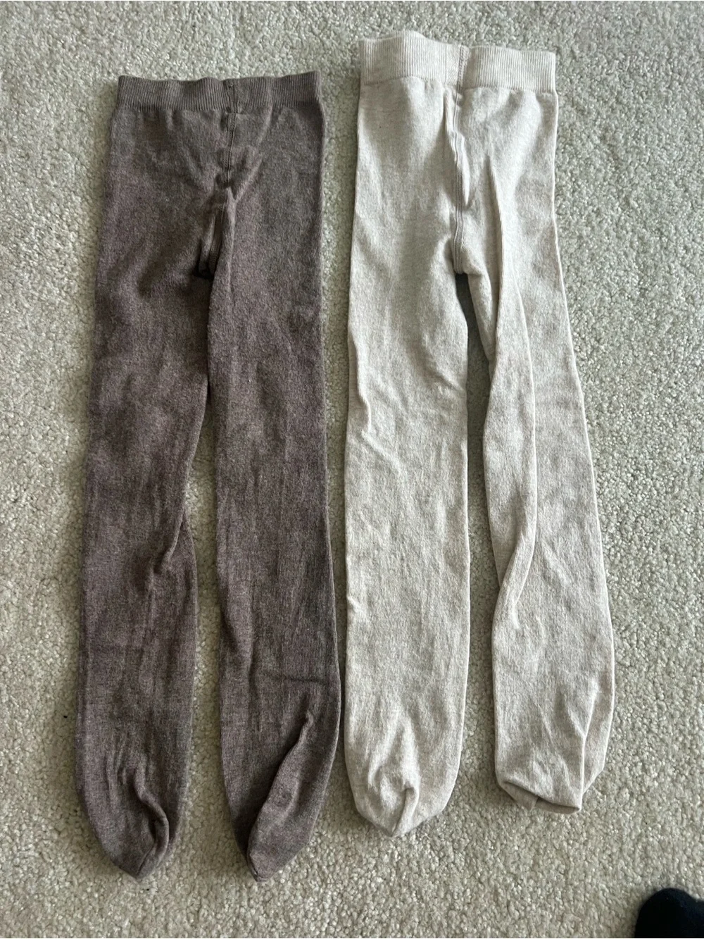 H&M Toddler Girls Thick Tights in Brown and Cream 3-4T